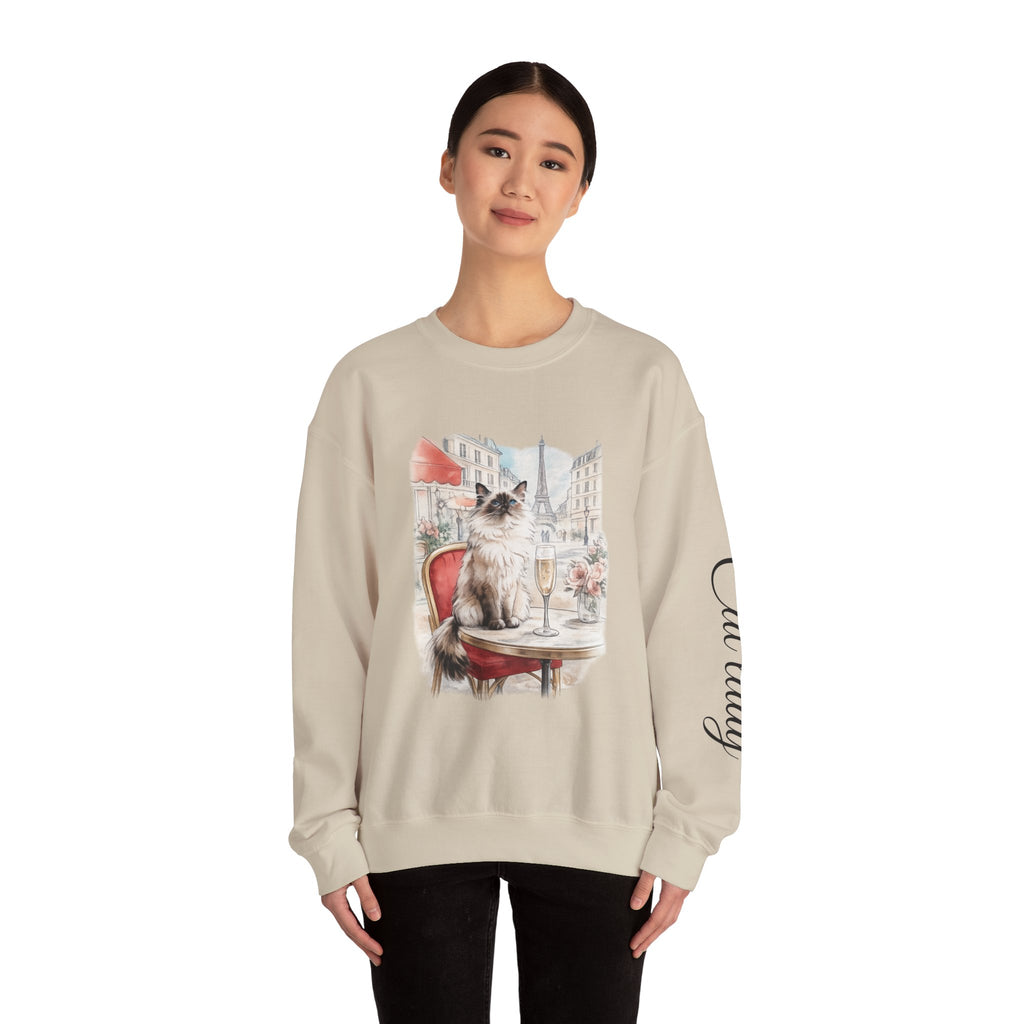 Paris cafe cat sweatshirt Eiffel tower graphic pullover s-5xl