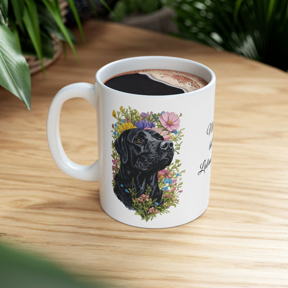 Black Labrador coffee mug mornings are better with a lab at your feet dog lover