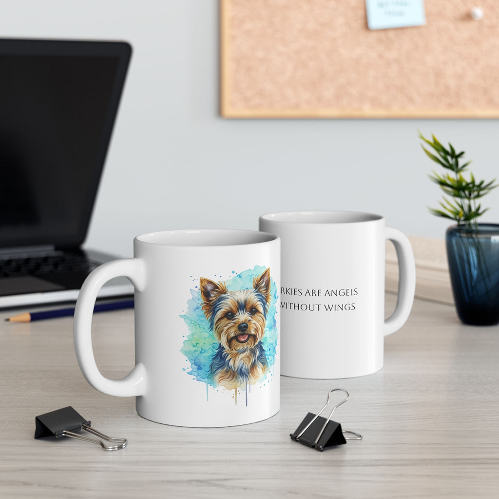 Yorkie Watercolor Coffee Mug | yorkies are angels without wings | 11oz 15oz