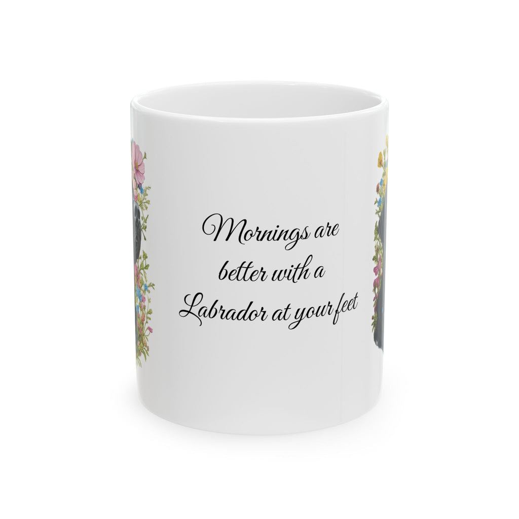Black Labrador coffee mug mornings are better with a lab at your feet dog lover