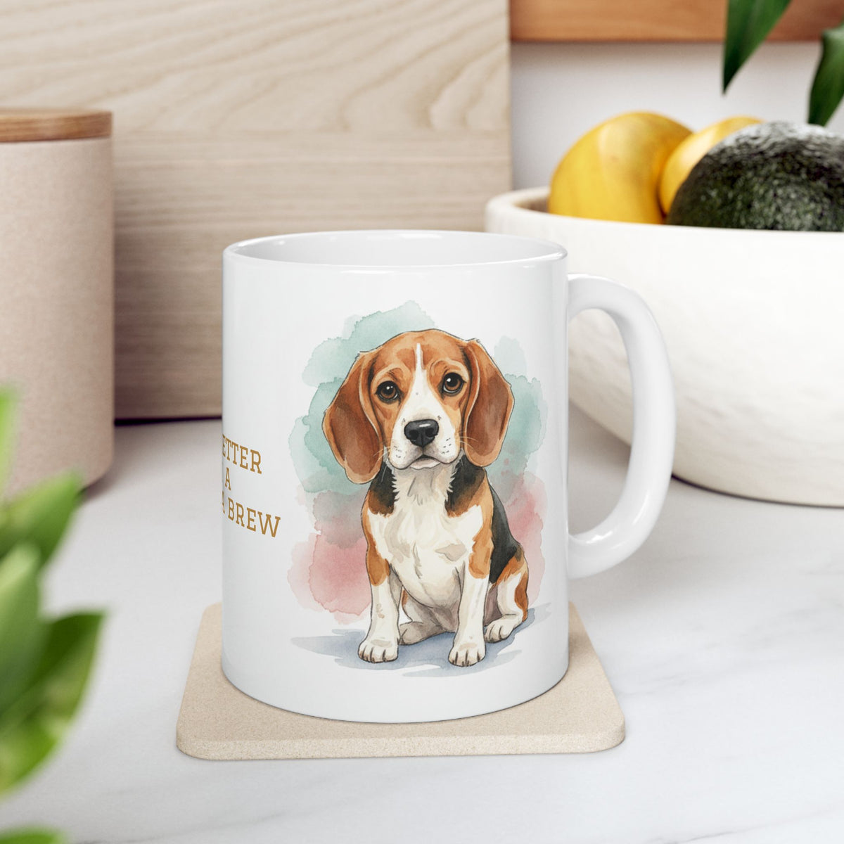 Beagle coffee mug watercolor life is better with a beagle quote 11oz 15oz