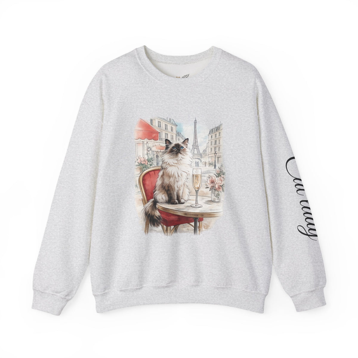 Paris cafe cat sweatshirt Eiffel tower graphic pullover s-5xl