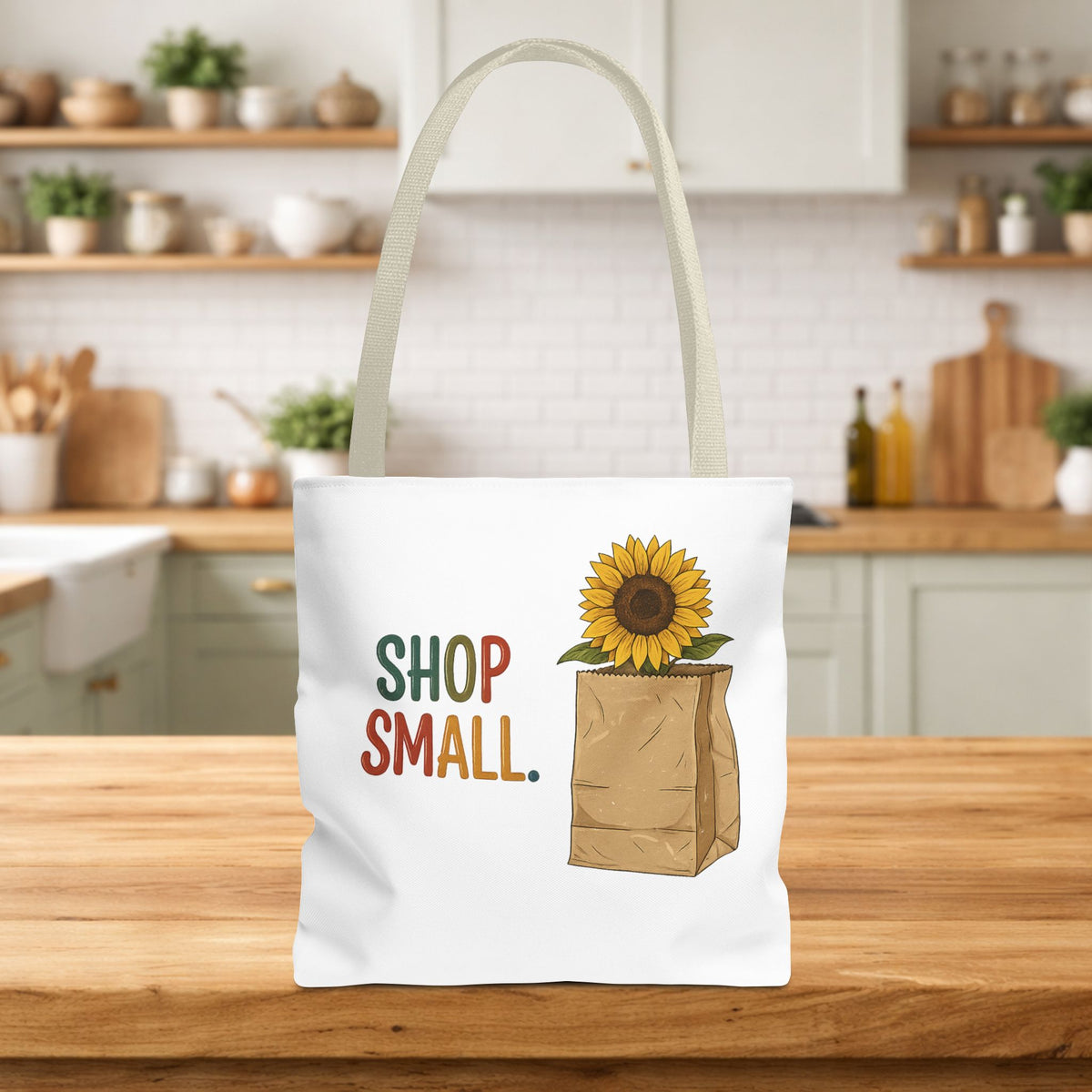Shop Small Sunflower Tote Bag | farmers market canvas bag | 13" x 13"