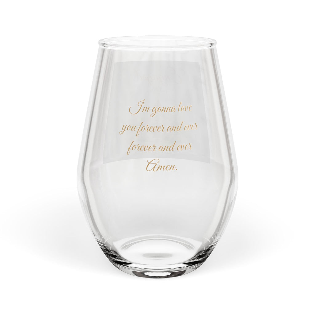 Engaged 2026 Watercolor chapel I'm gonna love you forever Amen quote wine glass