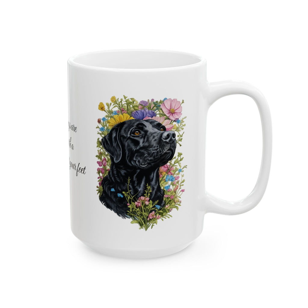 Black Labrador coffee mug mornings are better with a lab at your feet dog lover