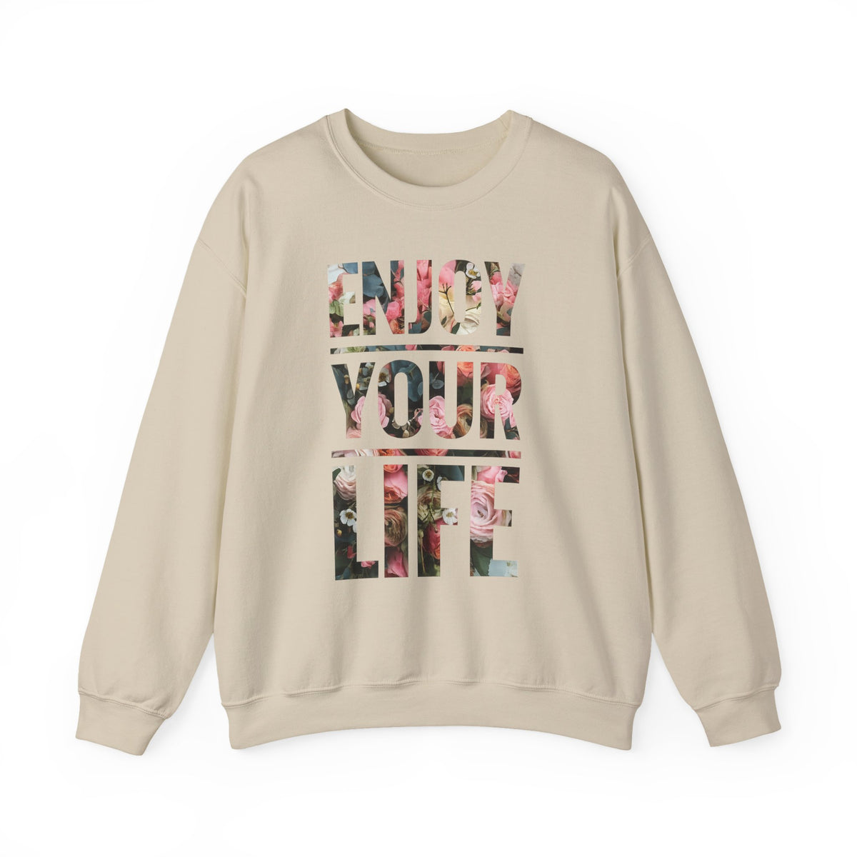 Enjoy your life floral graphic sweatshirt crewneck pullover cozy casual top