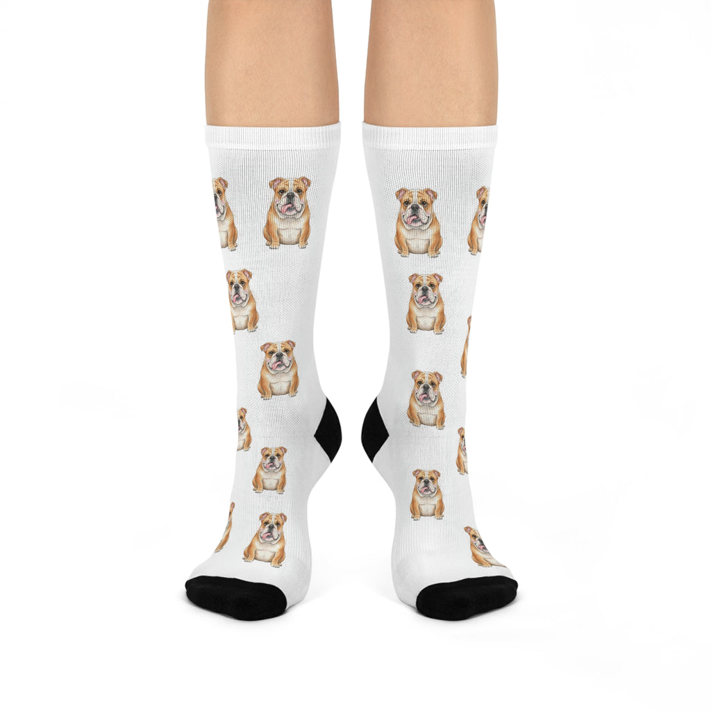 Bulldog Playful Tongue out Crew Socks great gift for any Bullie lover
