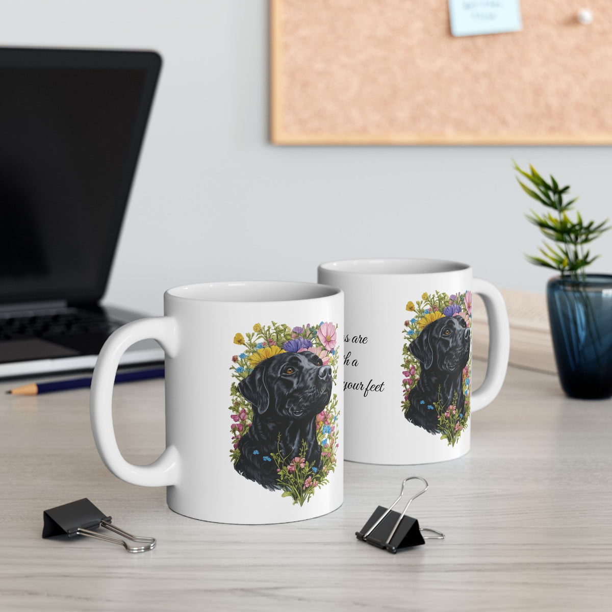 Black Labrador coffee mug mornings are better with a lab at your feet dog lover