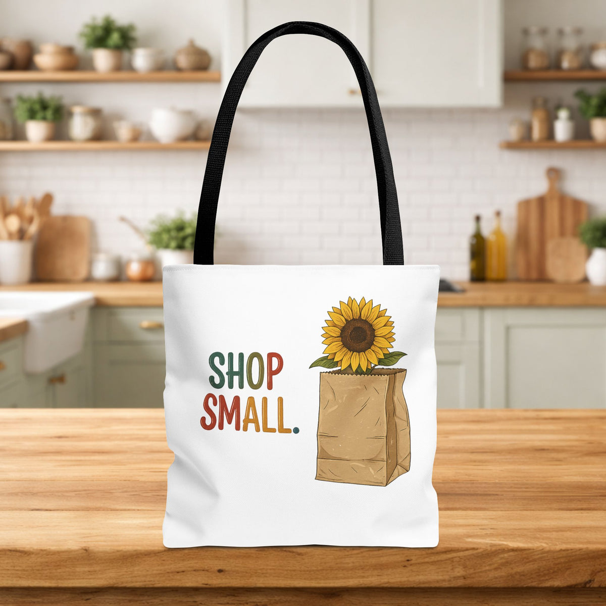 Shop Small Sunflower Tote Bag | farmers market canvas bag | 13" x 13"