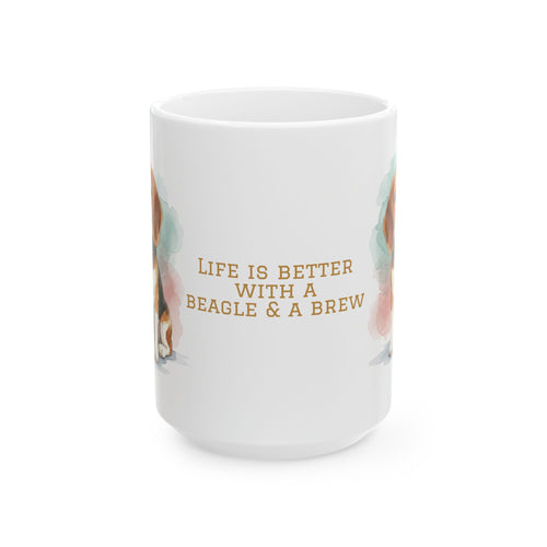 Beagle coffee mug watercolor life is better with a beagle quote 11oz 15oz