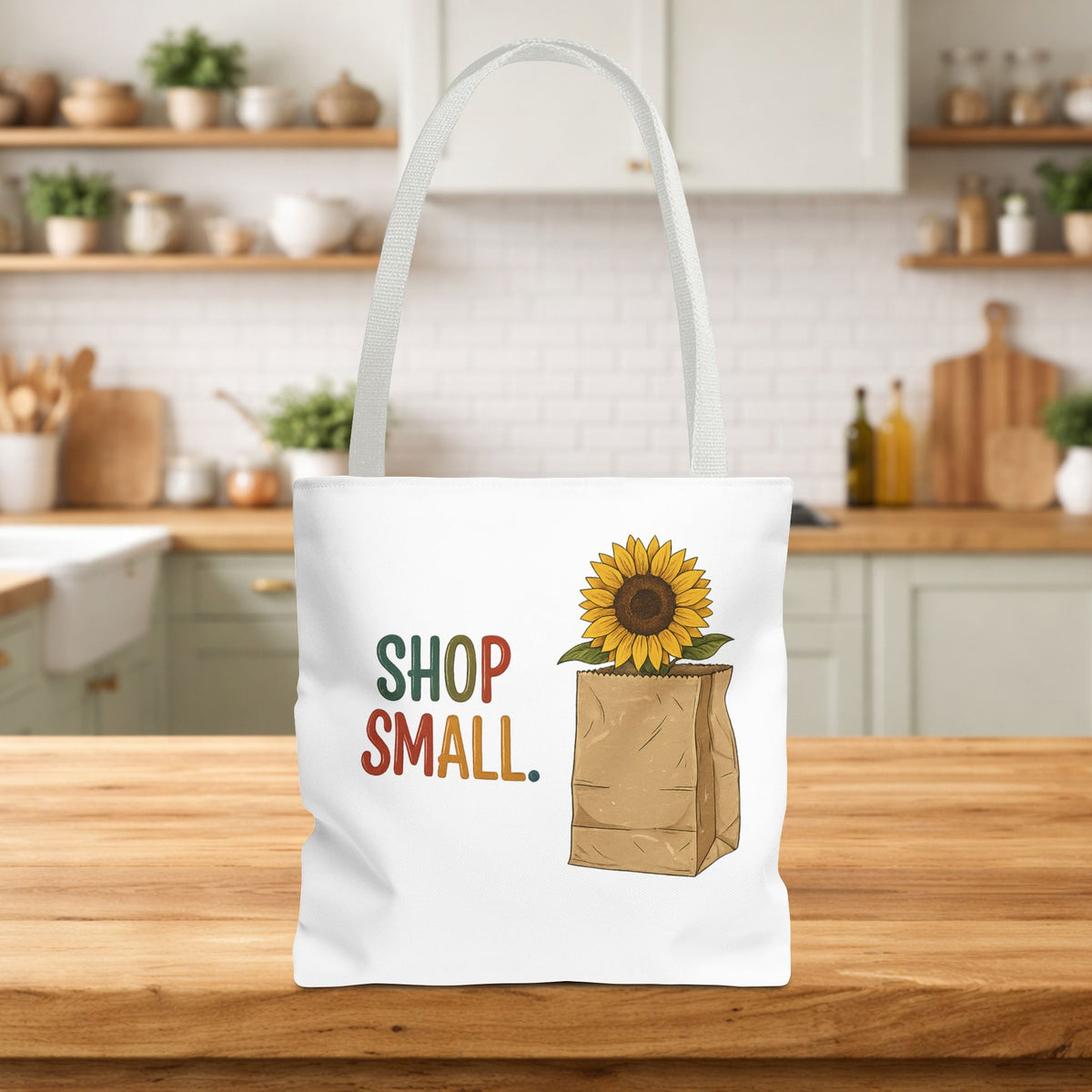 Shop Small Sunflower Tote Bag | farmers market canvas bag | 13" x 13"
