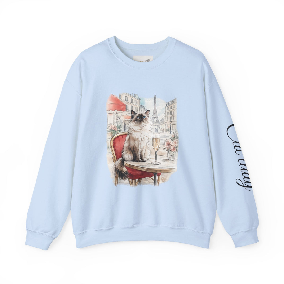 Paris cafe cat sweatshirt Eiffel tower graphic pullover s-5xl