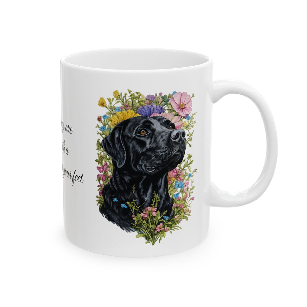 Black Labrador coffee mug mornings are better with a lab at your feet dog lover
