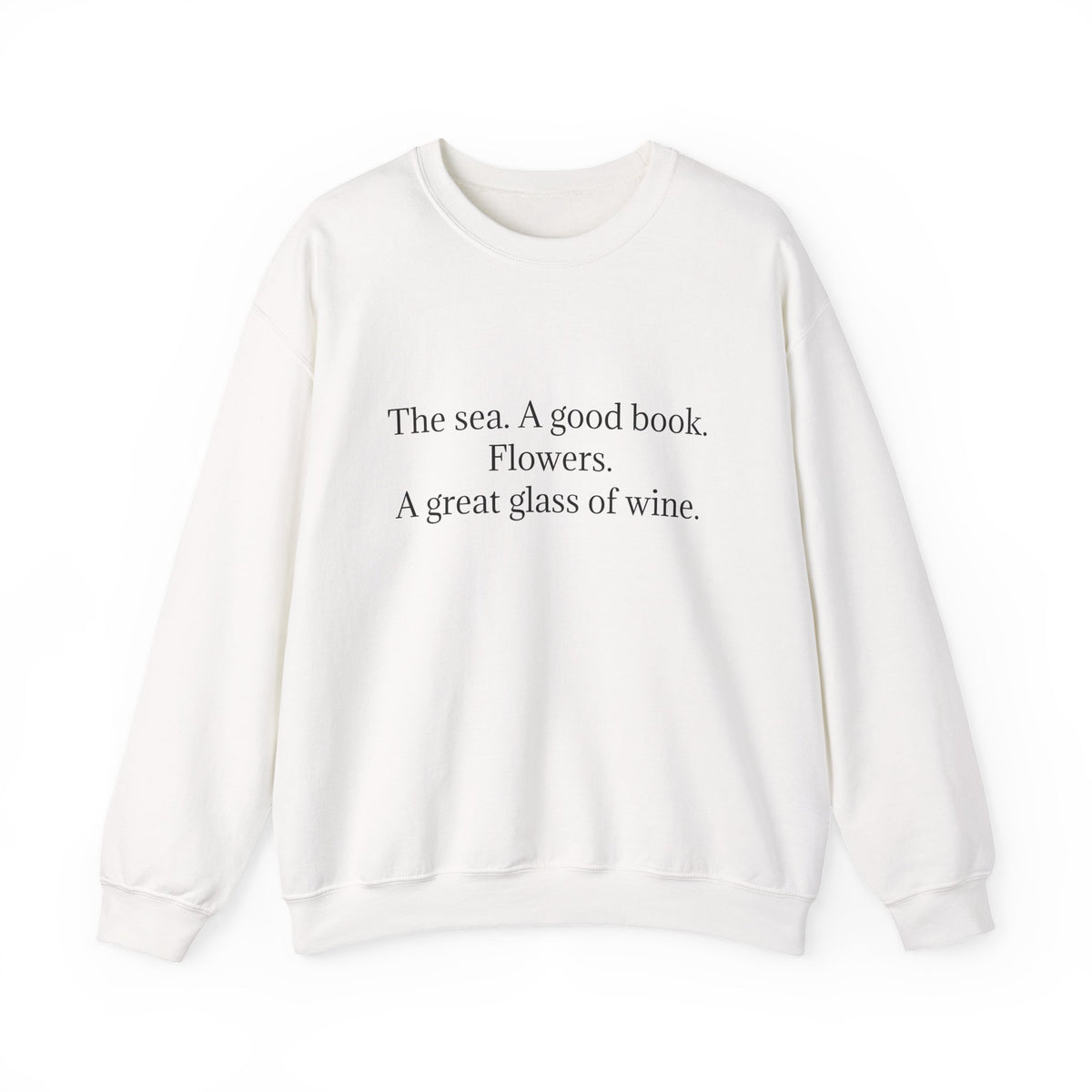 Minimalist sweatshirt the sea A good book flowers wine coastal aesthetic comfy