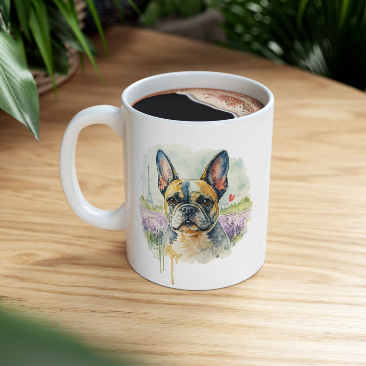 Keep Calm and Frenchie On Mug | French Bulldog Watercolor Ceramic | 11oz 15oz