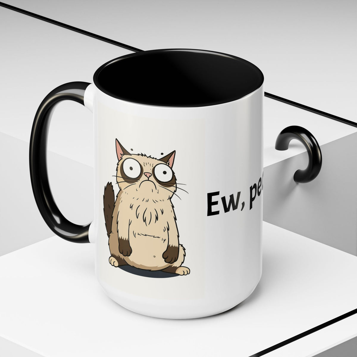 Ew people cat coffee mug funny sarcastic introvert gift black accent cup 11 15oz
