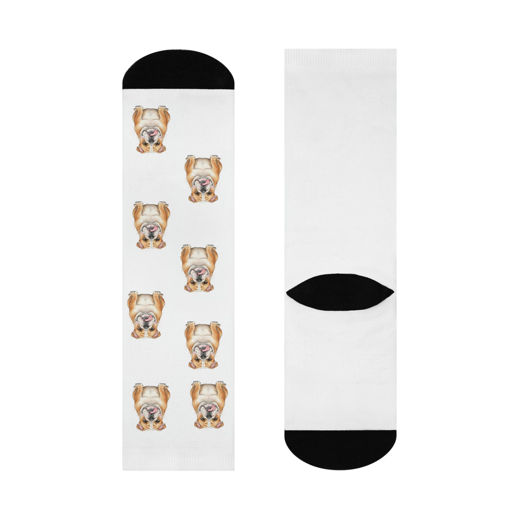 Bulldog Playful Tongue out Crew Socks great gift for any Bullie lover
