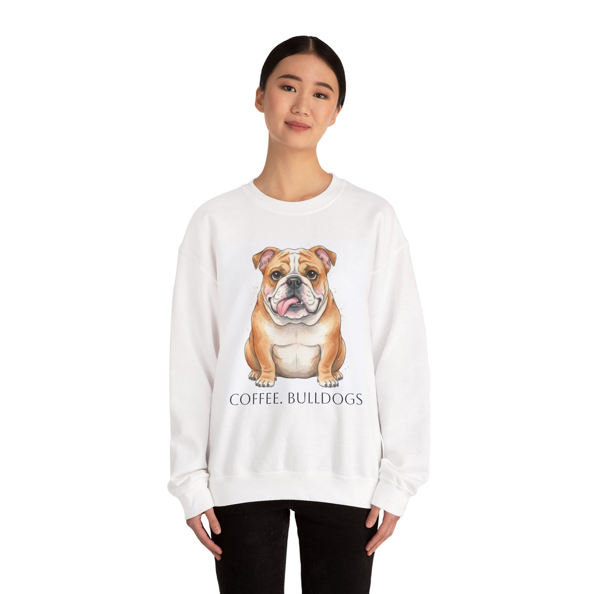 Bulldog sweatshirt coffee and bulldogs comfy pullover dog lover gift coffee