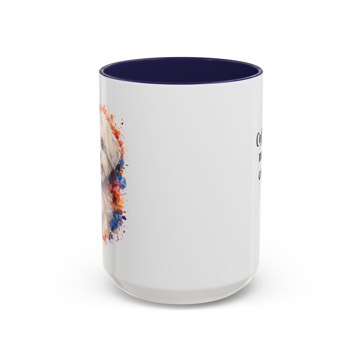 Maltese dog coffee cup watercolor puppy art coffee and Maltese cuddles quote