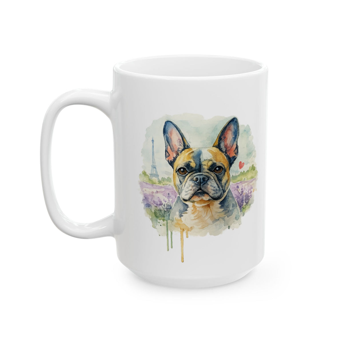Keep Calm and Frenchie On Mug | French Bulldog Watercolor Ceramic | 11oz 15oz