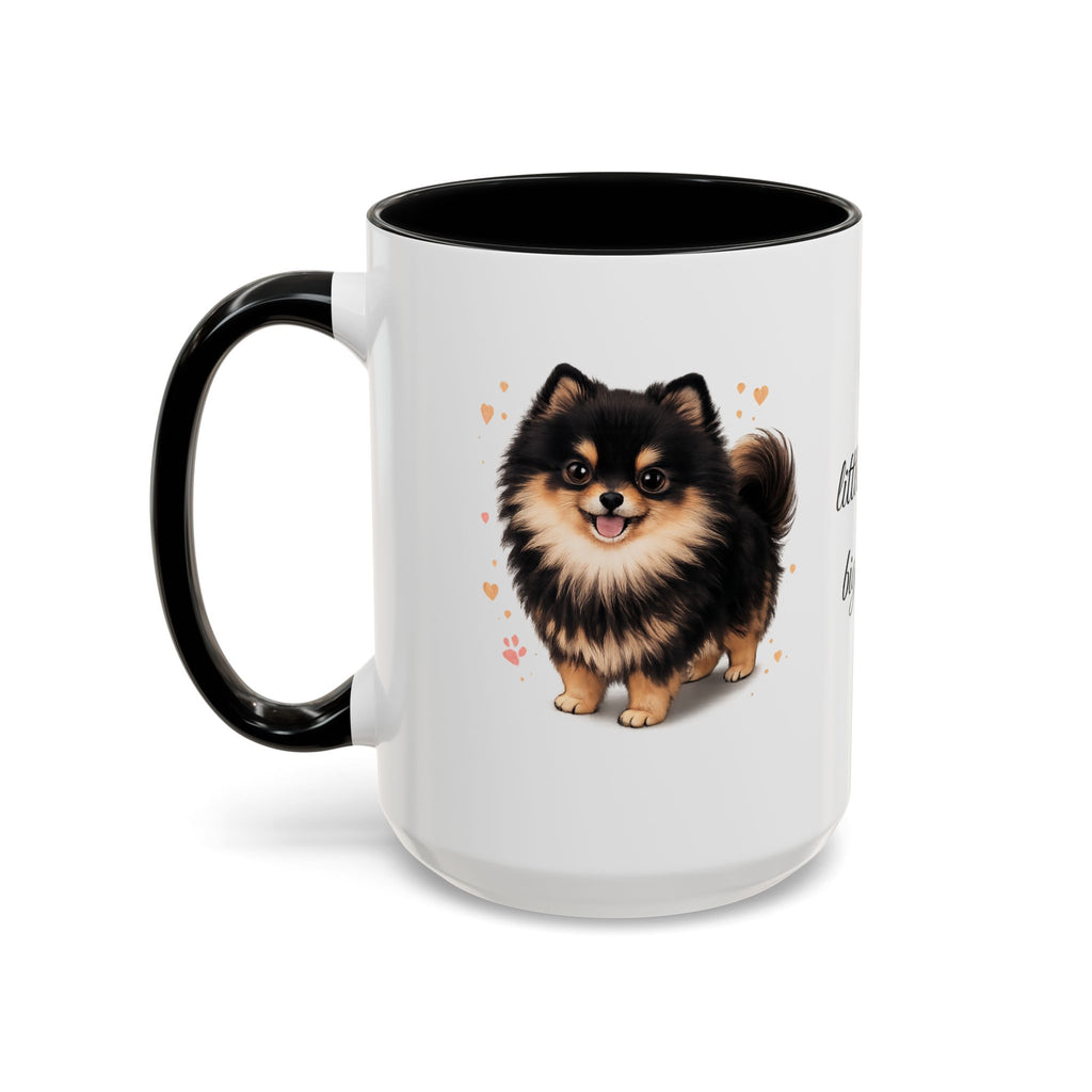 Pomeranian coffee mug little floof big love black and tan pom dog  11oz 15oz