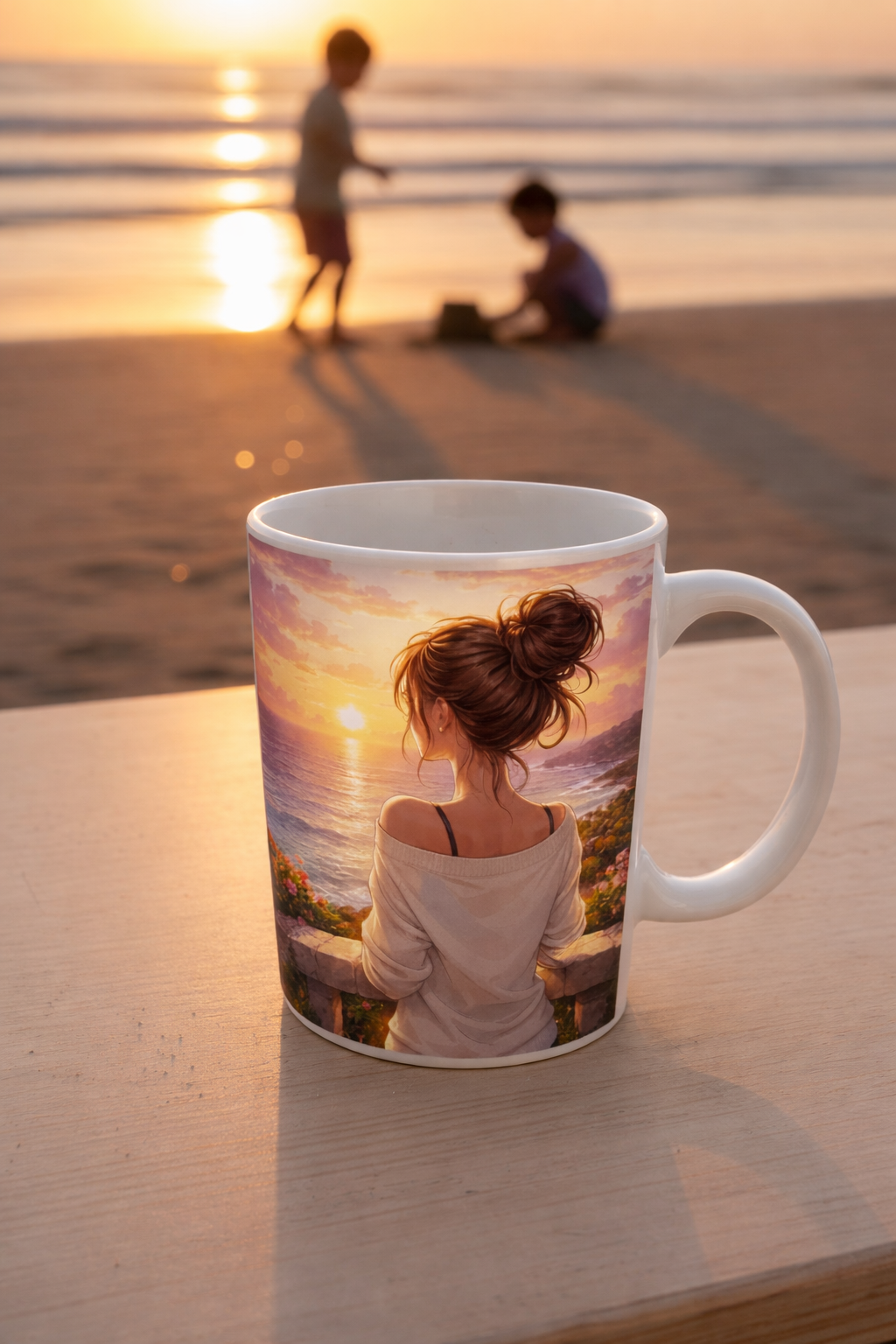 Sunset beach serenity coffee mug enjoy the small moments in life inspirational