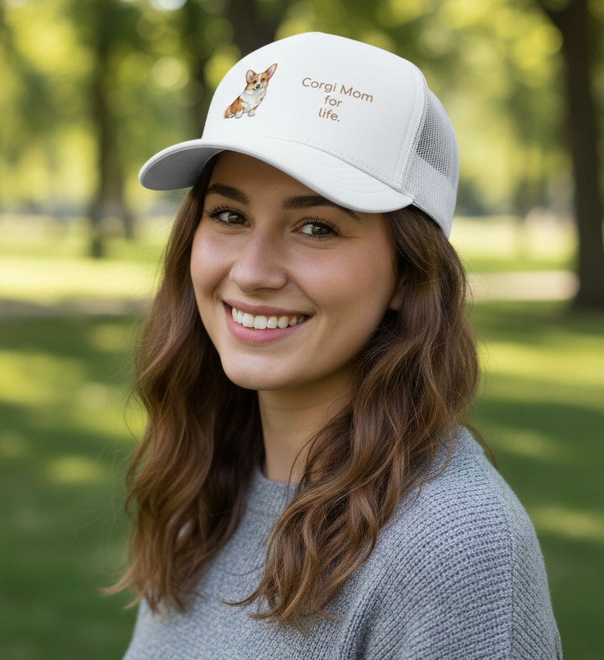 Corgi Mom for Life Trucker Hat | Cute Corgi Graphic corgi lover gift