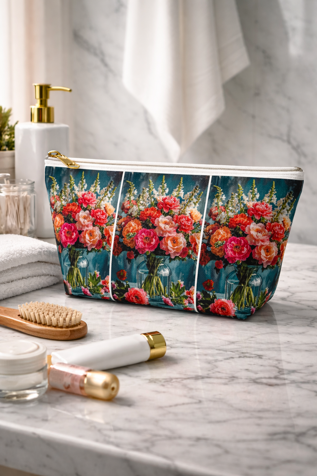 Floral Bouquet Toiletry Pouch Accessory Pouch makeup bag