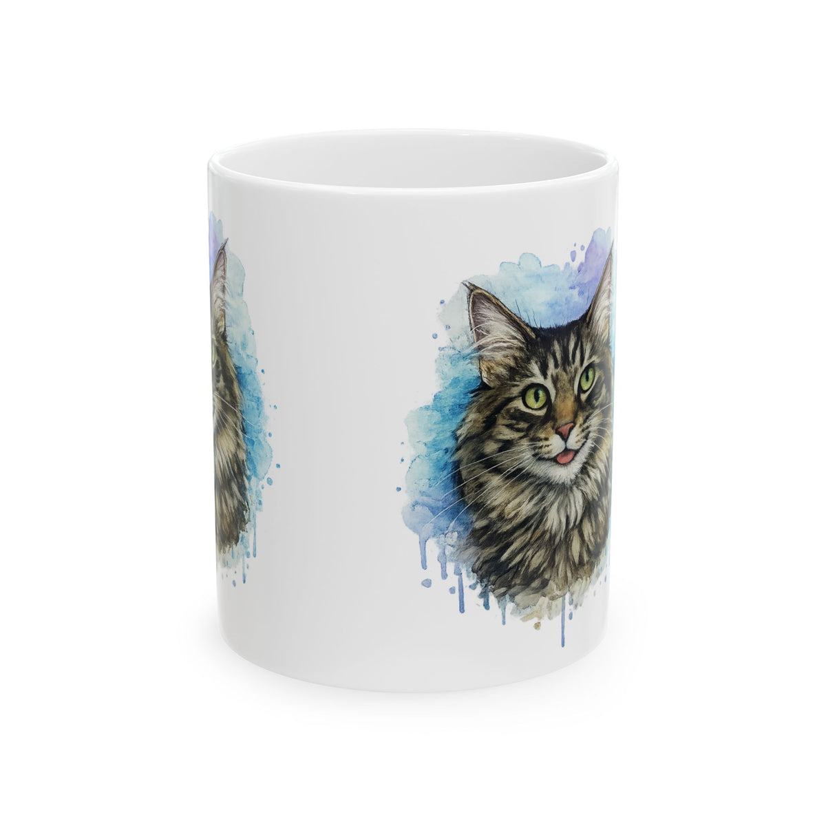 Watercolor Tabby Cat Mug | Ceramic Coffee Cup | cat lover gift