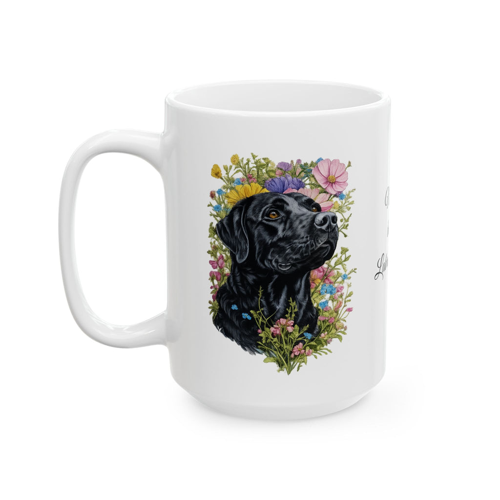 Black Labrador coffee mug mornings are better with a lab at your feet dog lover