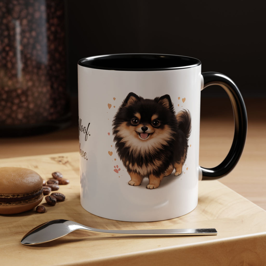 Pomeranian coffee mug little floof big love black and tan pom dog  11oz 15oz