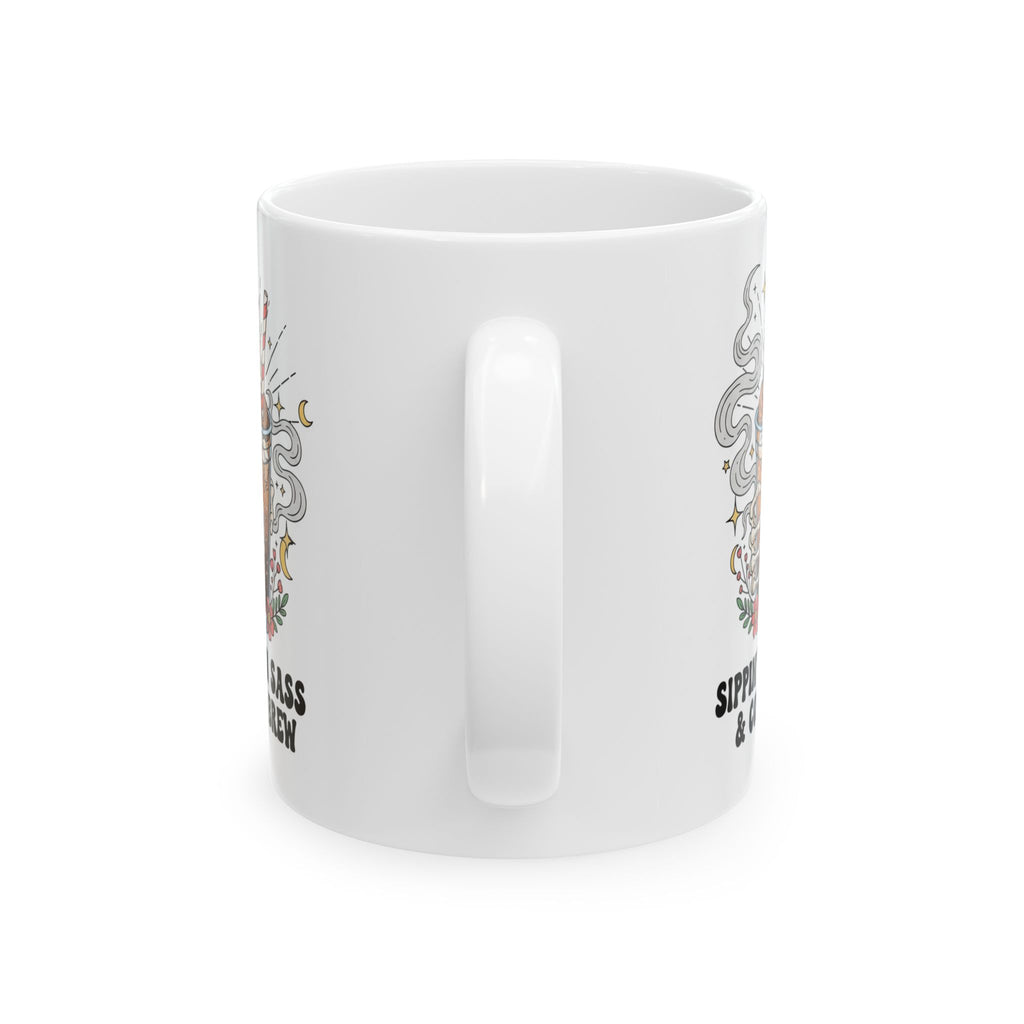 skull and cold brew coffee mug | sippin on sass and coldbrew | 11oz 15oz