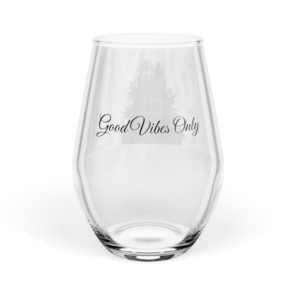 Good Vibes Only stemless wine glass 11.75oz retro boombox plant art gift