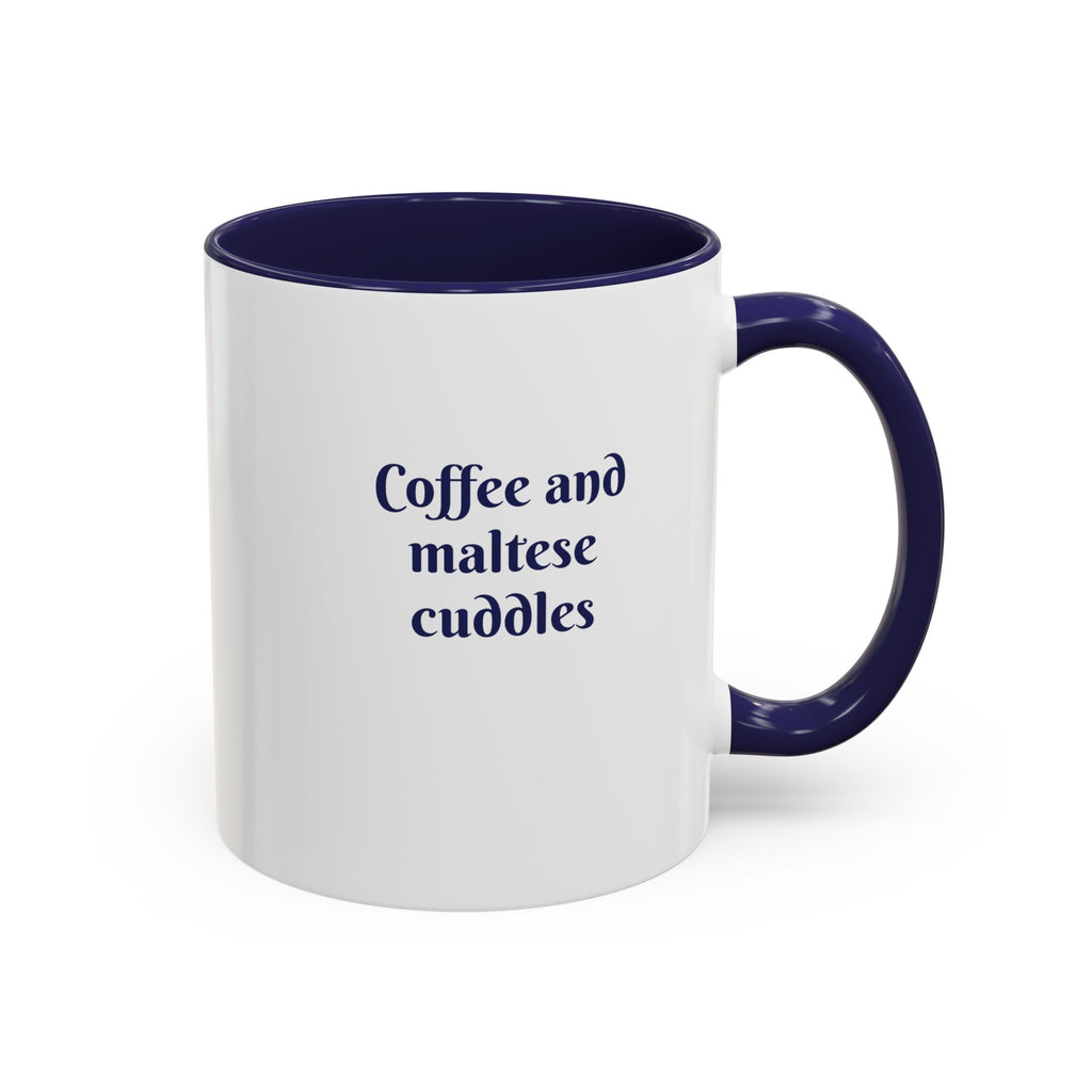 Maltese dog coffee cup watercolor puppy art coffee and Maltese cuddles quote
