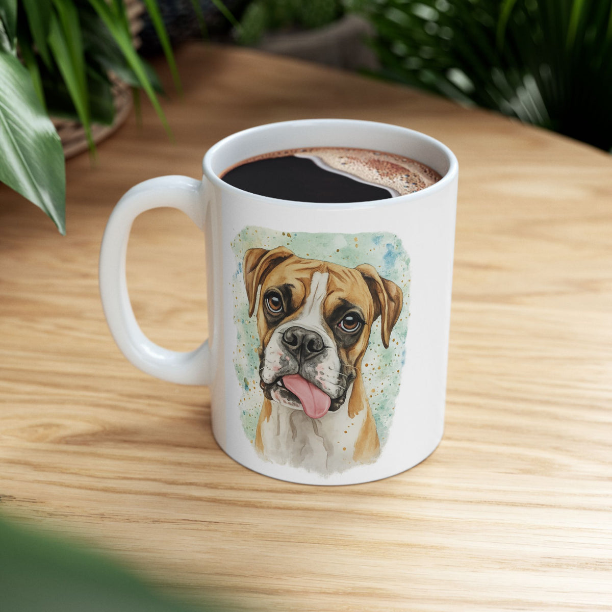 Boxer Dog Watercolor mug | powered by boxer wiggles quote | 11oz 15oz