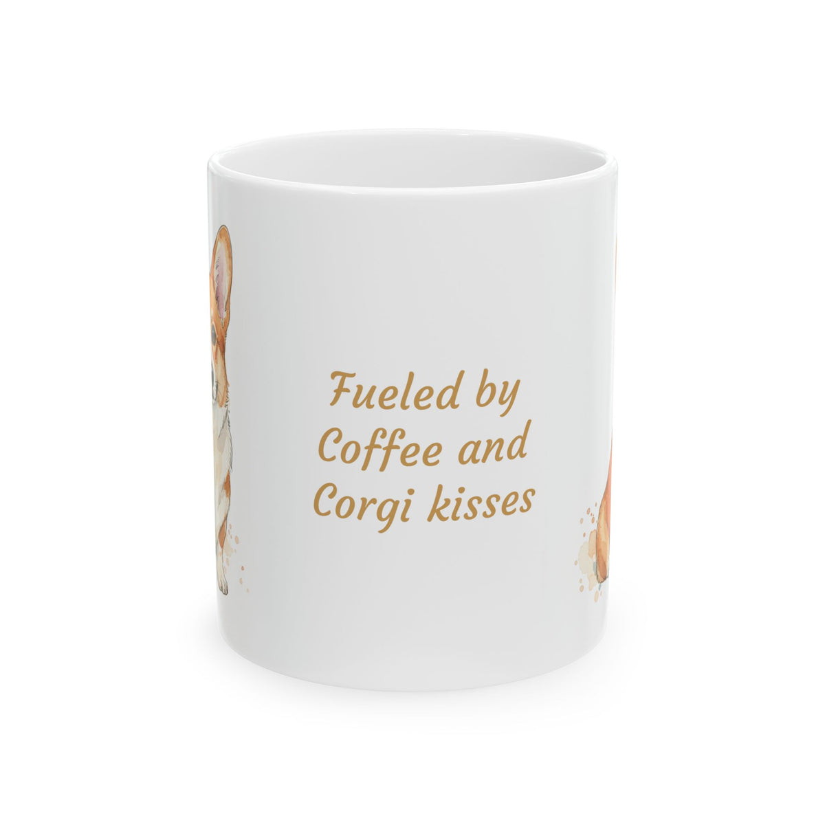 Corgi watercolor coffee cup Fueled by Coffee and Corgi Kisses quote dog lover
