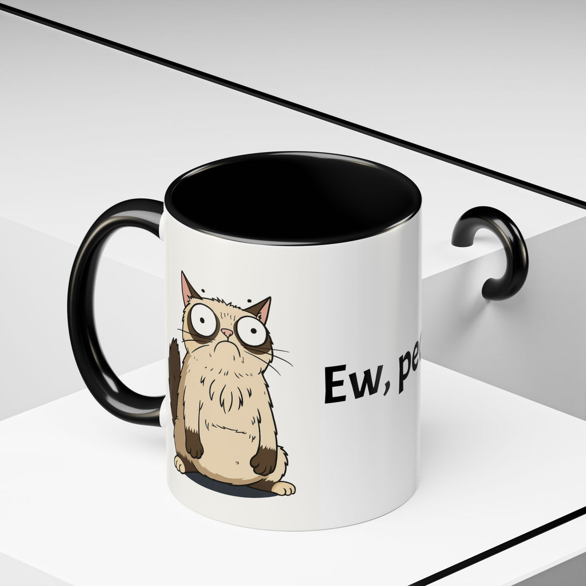 Ew people cat coffee mug funny sarcastic introvert gift black accent cup 11 15oz