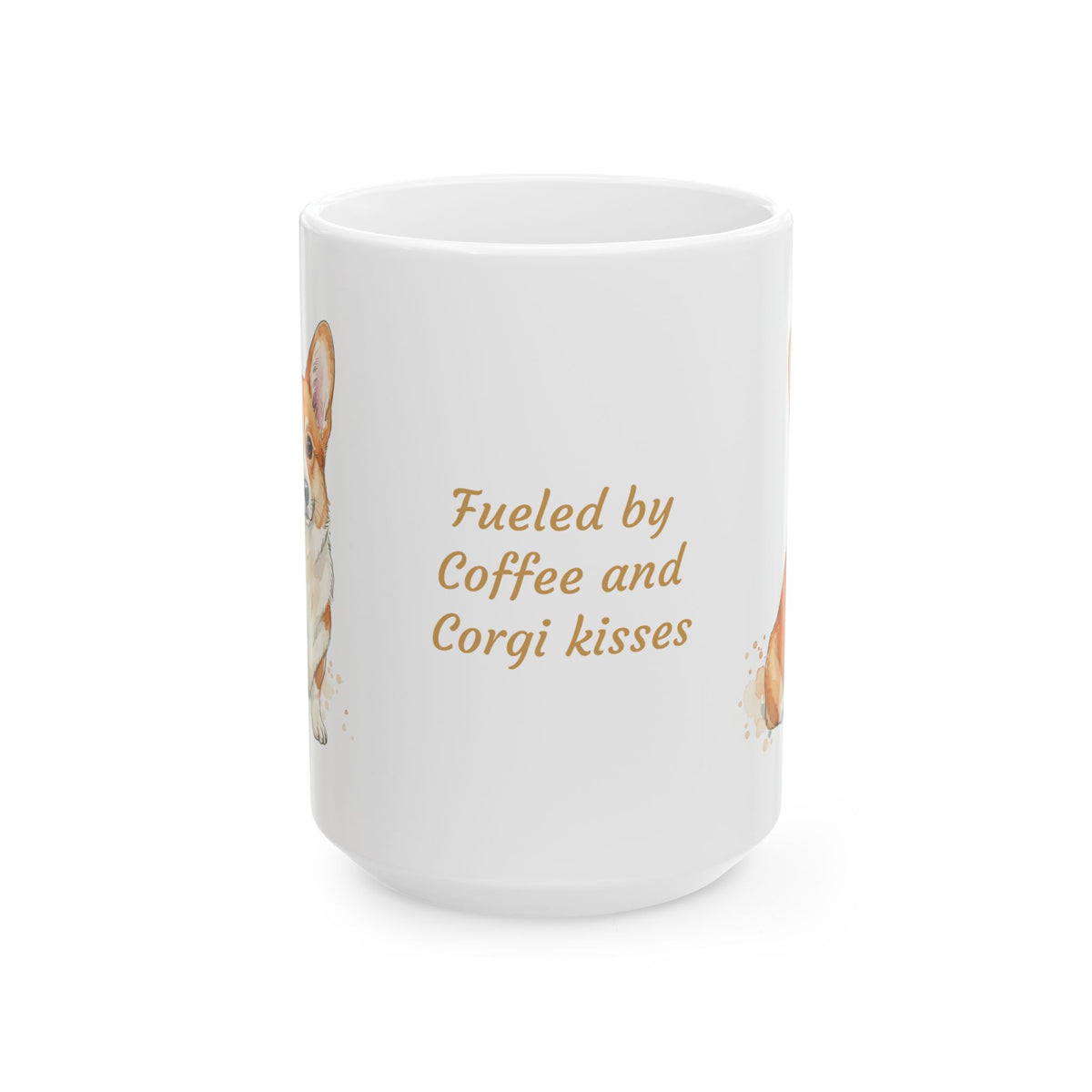 Corgi watercolor coffee cup Fueled by Coffee and Corgi Kisses quote dog lover