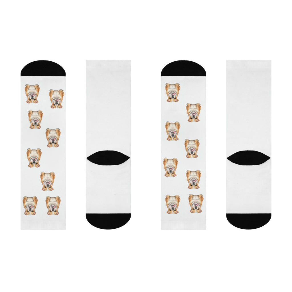 Bulldog Playful Tongue out Crew Socks great gift for any Bullie lover