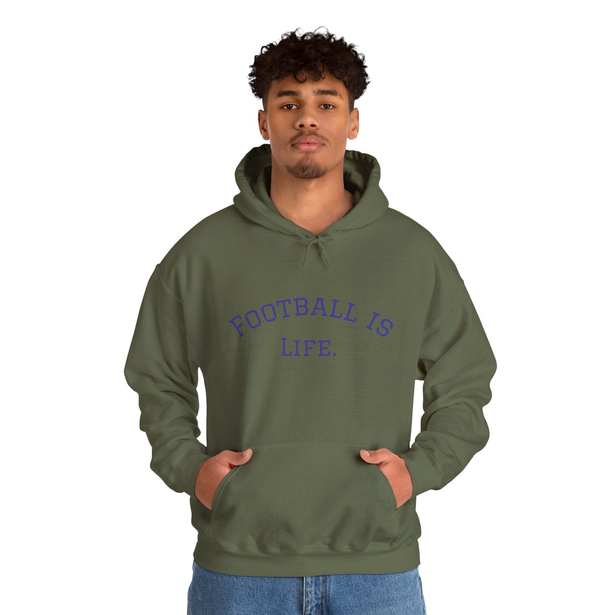 Football is Life Hoodie white collegiate graphic sweatshirt game day pullover