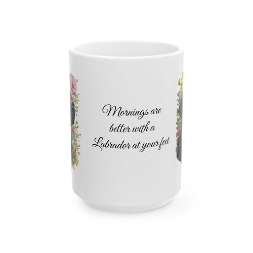 Black Labrador coffee mug mornings are better with a lab at your feet dog lover