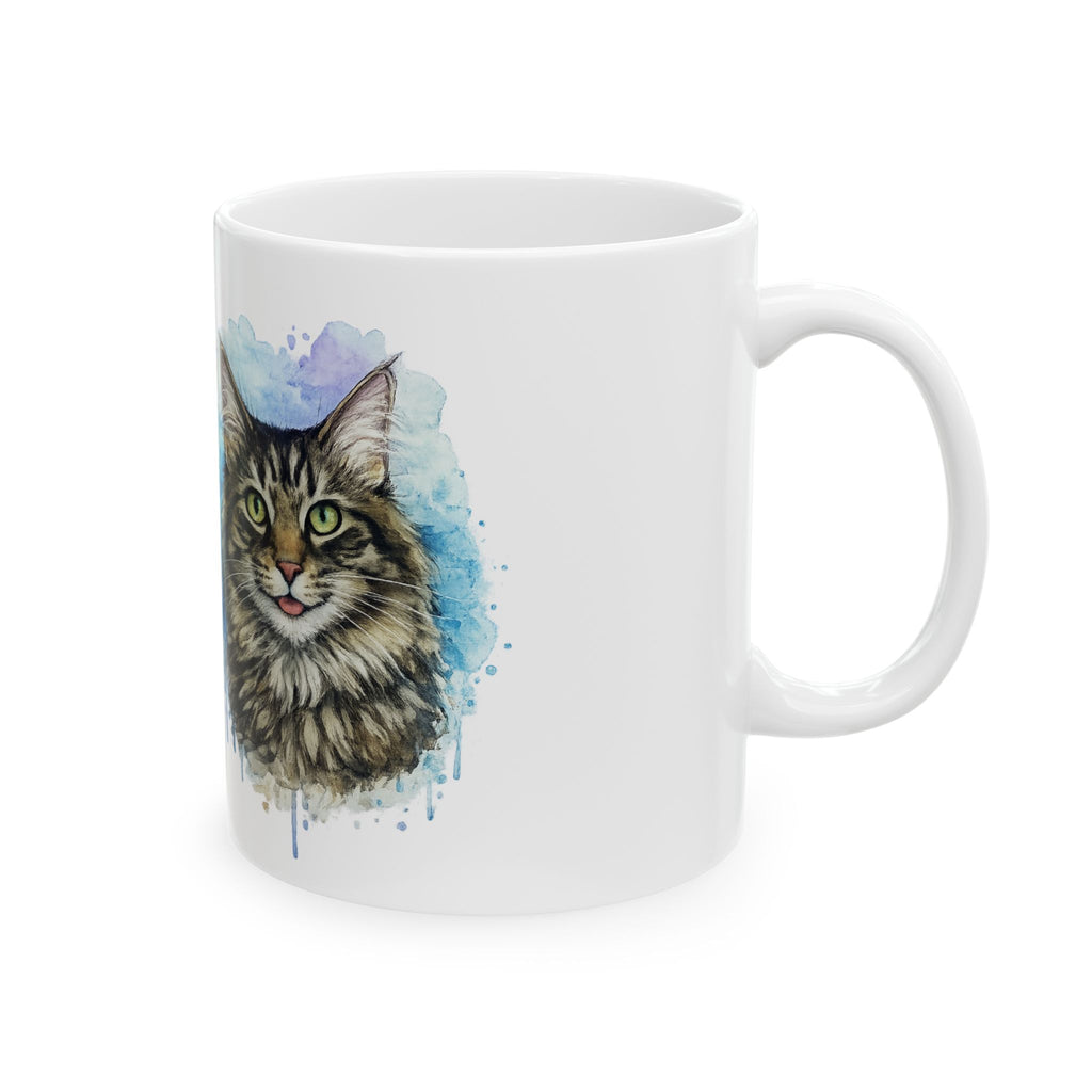 Watercolor Tabby Cat Mug | Ceramic Coffee Cup | cat lover gift
