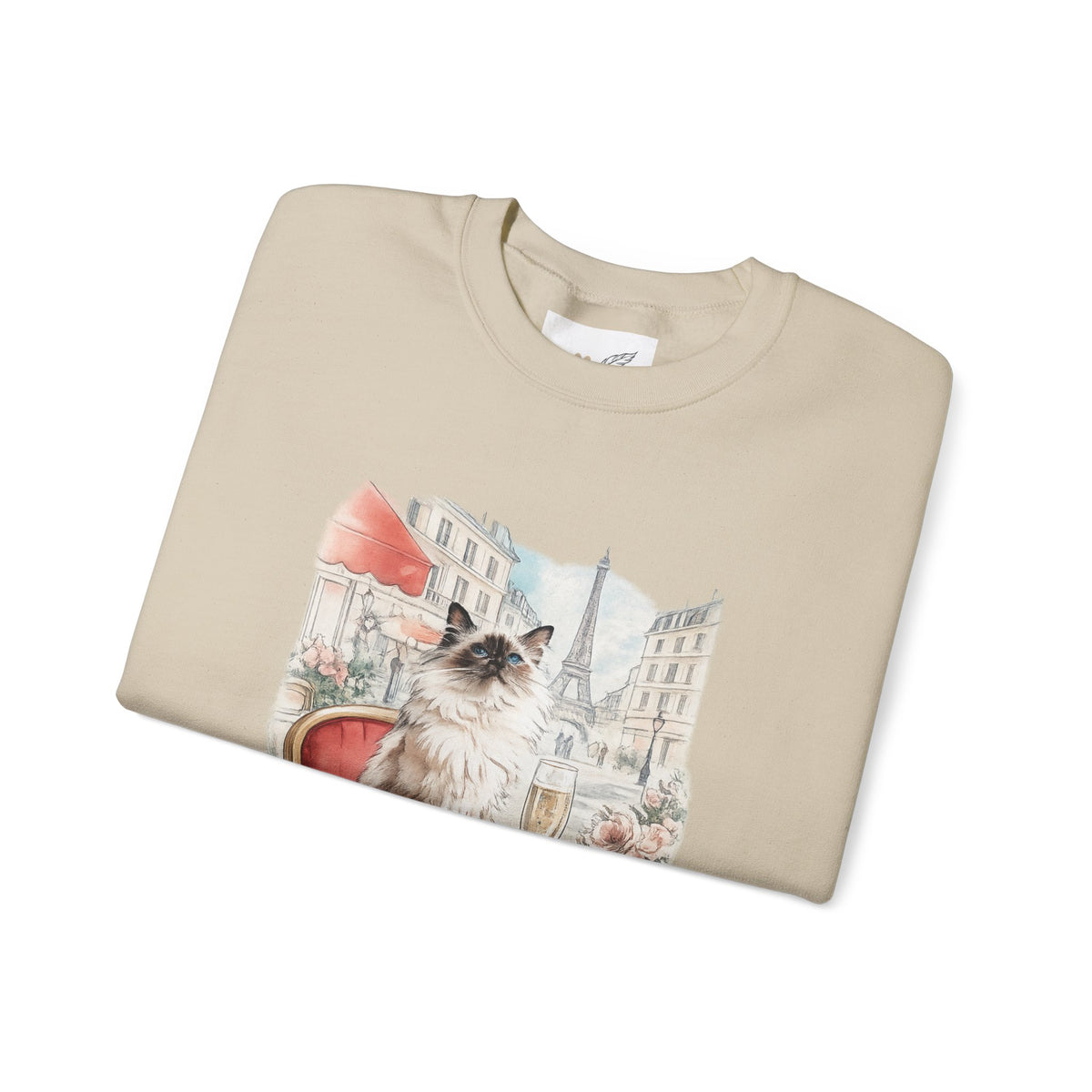 Paris cafe cat sweatshirt Eiffel tower graphic pullover s-5xl