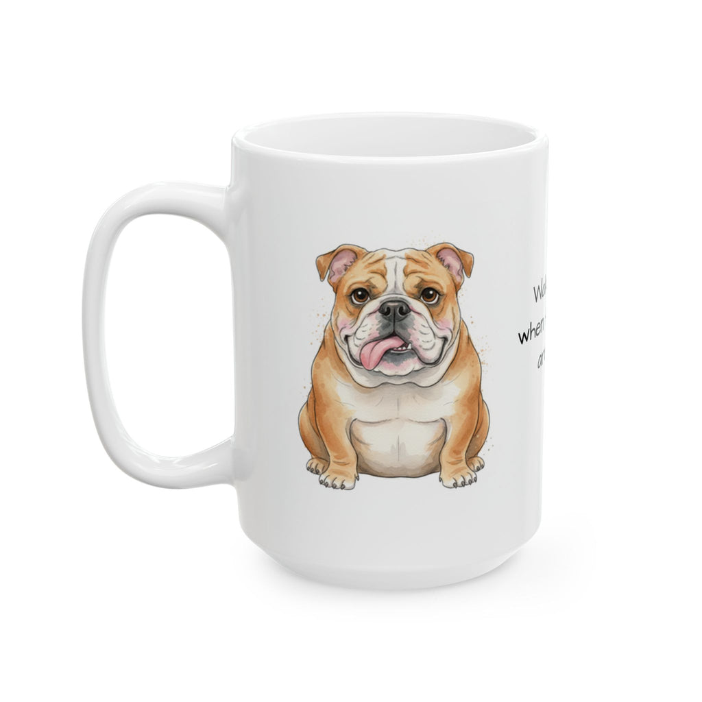 Bulldog coffee cup Wake Me Up When the Snacks Are Ready Quote Mug dog lover gift