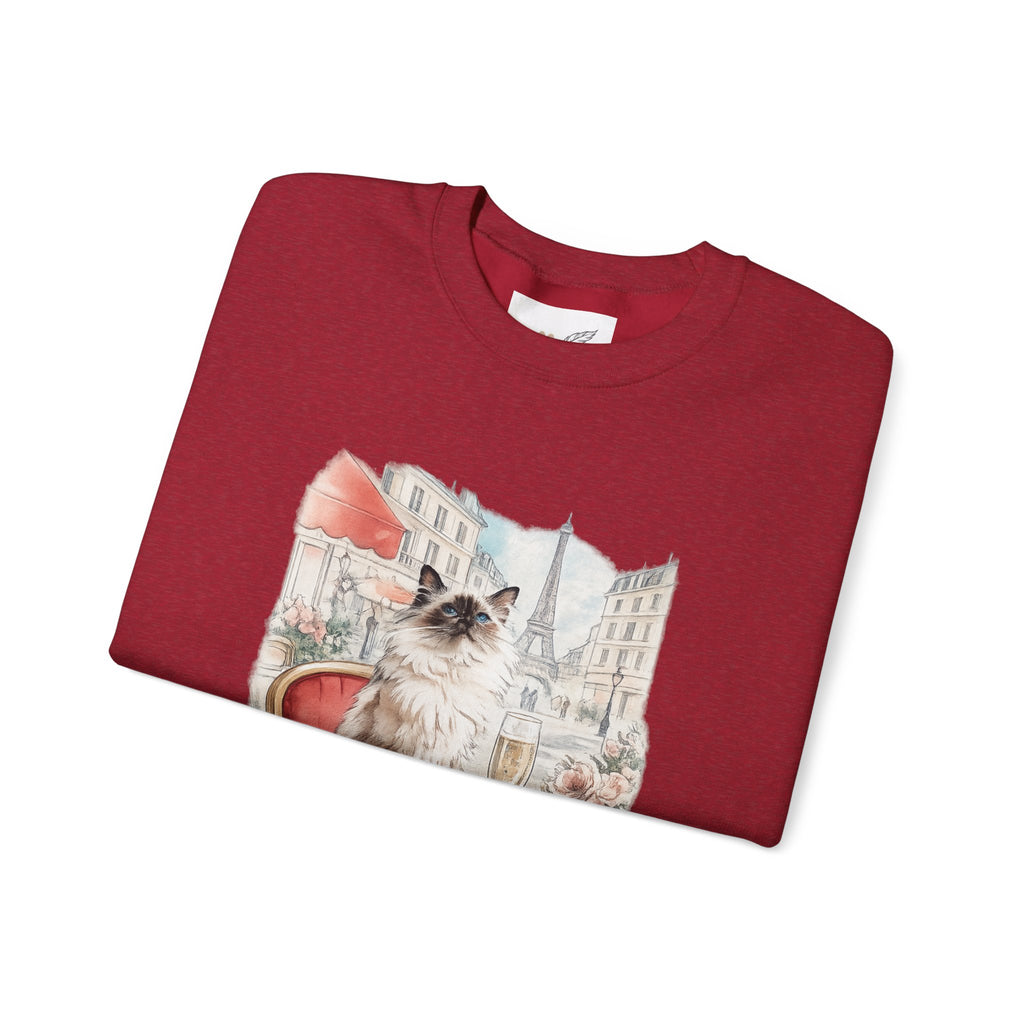Paris cafe cat sweatshirt Eiffel tower graphic pullover s-5xl
