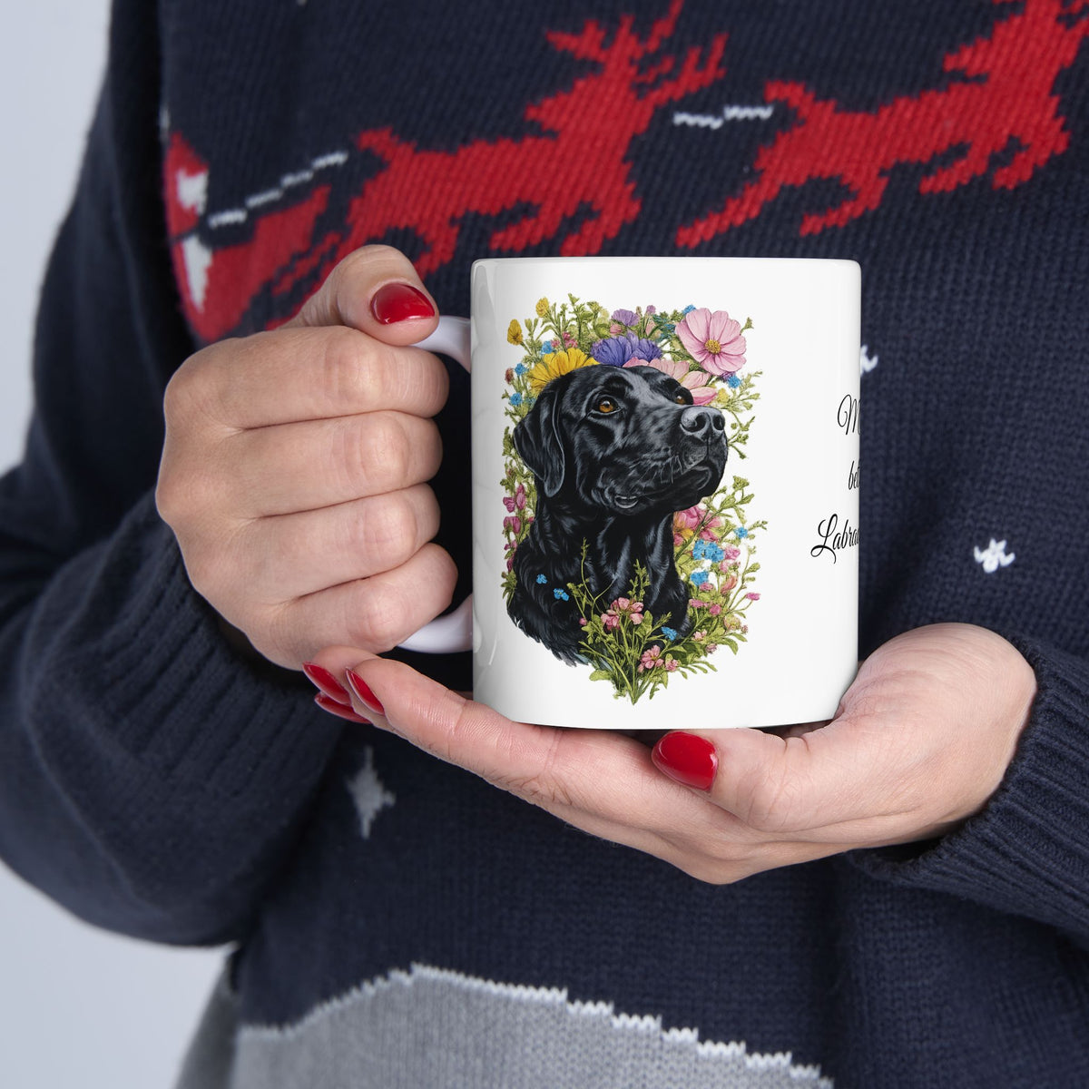 Black Labrador coffee mug mornings are better with a lab at your feet dog lover