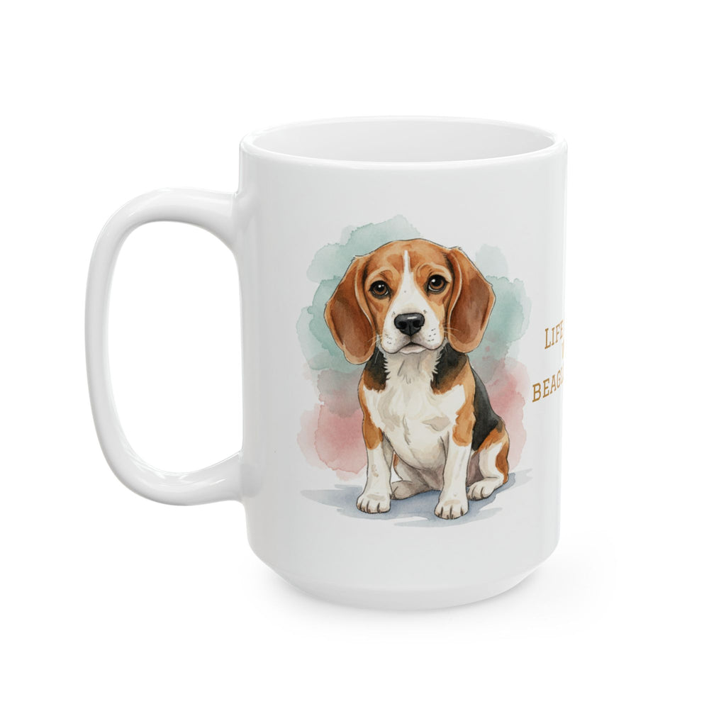 Beagle coffee mug watercolor life is better with a beagle quote 11oz 15oz