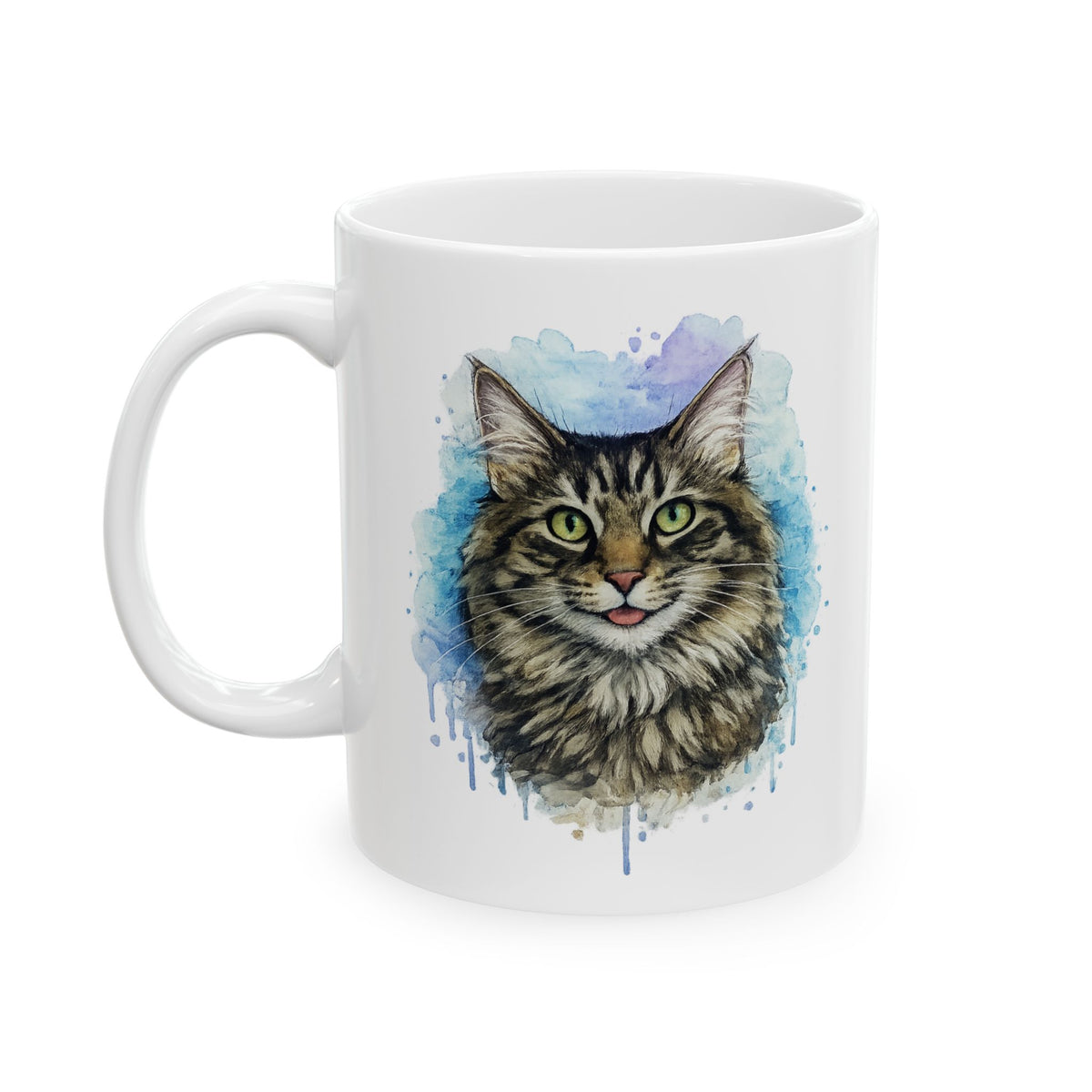 Watercolor Tabby Cat Mug | Ceramic Coffee Cup | cat lover gift
