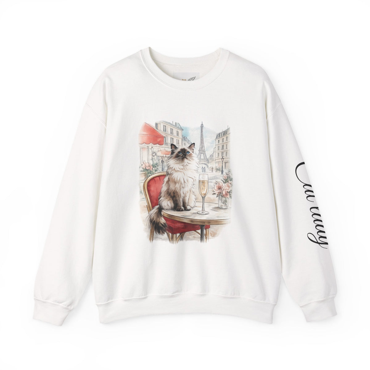 Paris cafe cat sweatshirt Eiffel tower graphic pullover s-5xl