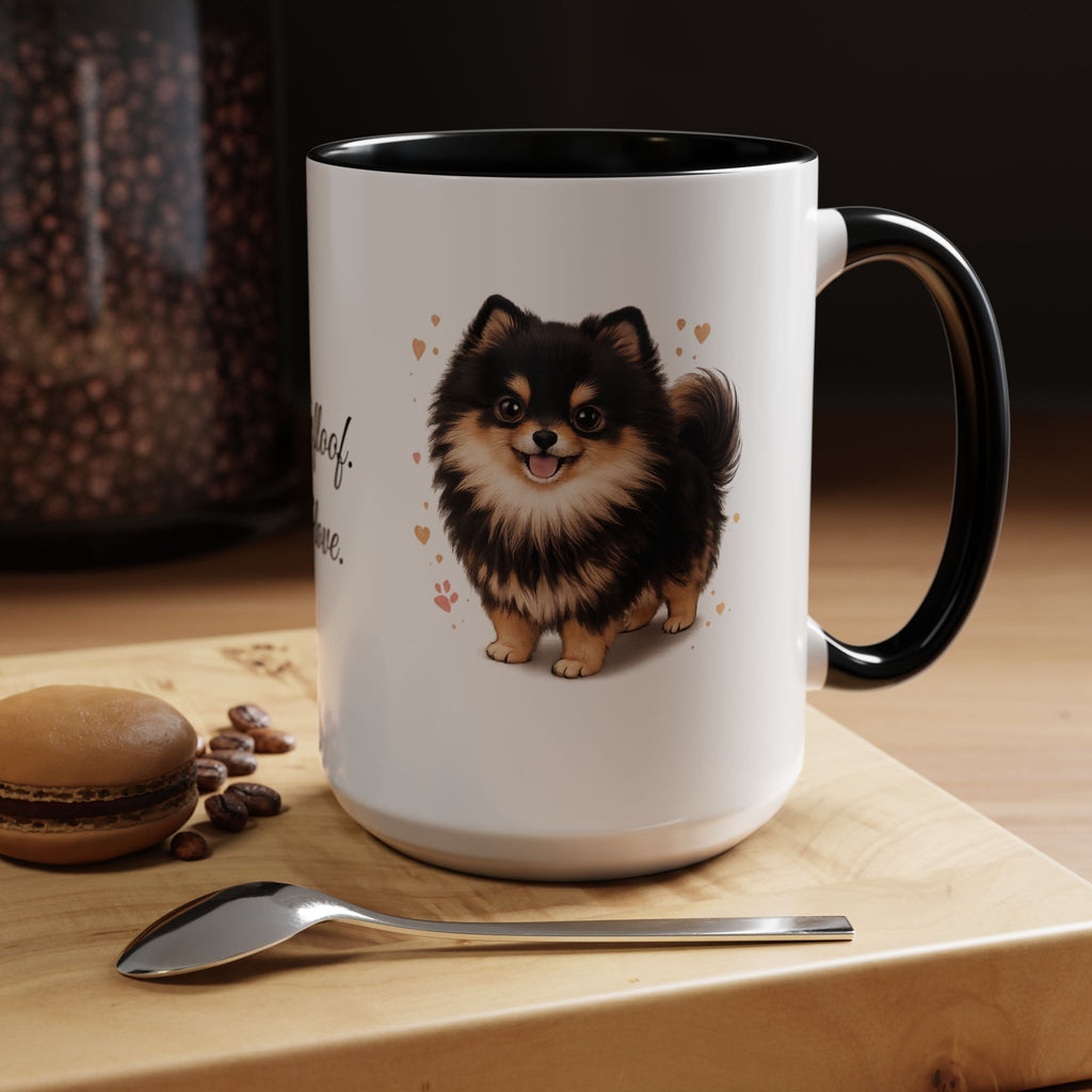Pomeranian coffee mug little floof big love black and tan pom dog  11oz 15oz